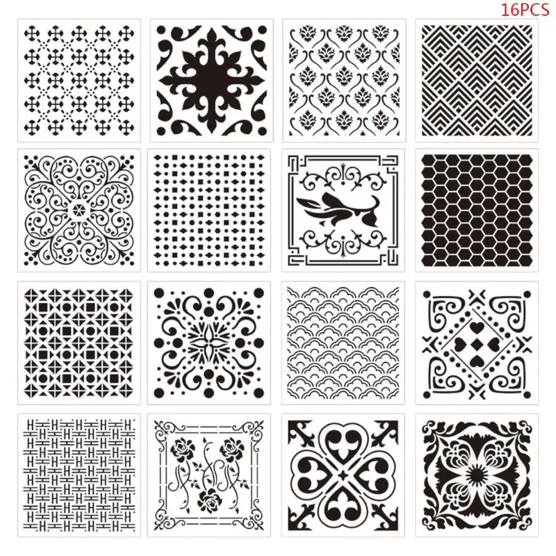 

16pcs Mandala Stencil Wall Painting DIY Drawing Template for Stone Wood Funiture