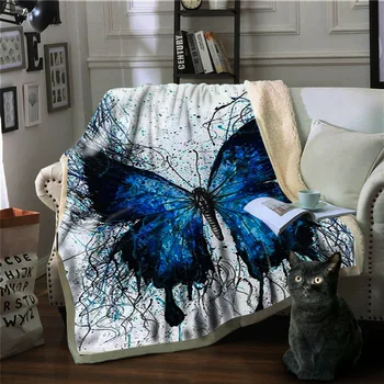 

digital art butterflies percale polar fleece blanket warm keeping bedspread
