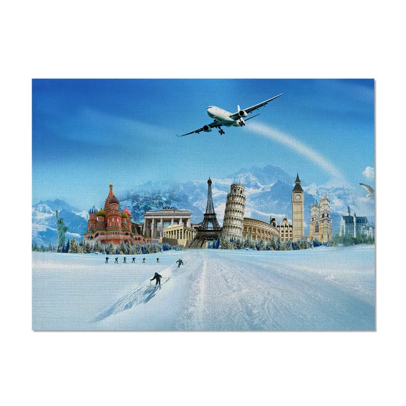 Fuwatacchi коврик для стола с пейзажным узором, противоскользящий водонепроницаемый коврик из полиэстера, коврик для кухонного инструмента, однотонный коврик для кухонного стола, домашний - Цвет: CD04614