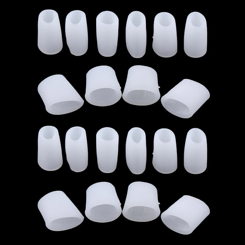 10Pairs Women Men Silicone Toe Caps Tubes Cushion Sleeves Hammer Toe Separator Pads Cushioned Bandage for Corn Calluse