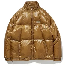 Зимний тренд бренд простой сплошной цвет воротник свободный плюс толстый теплый мужской пуховик