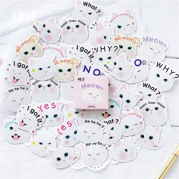 

1pcs Kawaii White Cat Stationery Sticker Handmade Label Delicate Shine Adhesive Scrapbooking Planner Diary Stickers