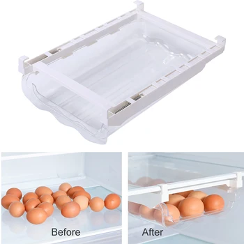 

Fridge Organizer Transparent Practical Pantry Auto Scroll Out Storage Container Space Saving Snap On Drawer Plastics Easy Clean