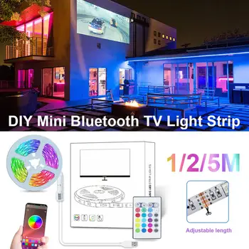 

1/2/5M Bluetooth TV Light with Home Smart Music Light Strip Color Changing LED Lights TV LED Backlight Kit for Bedroom TV Party