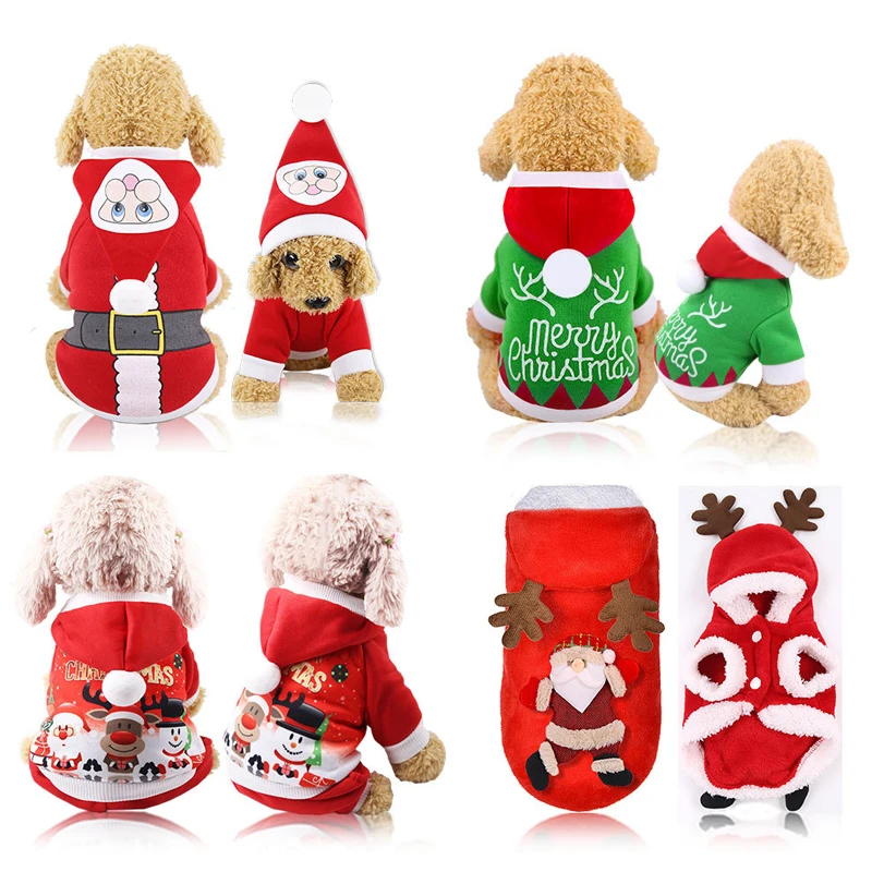 Рождественский костюм, одежда для собак, костюм Санты для маленьких собак, костюм мопса, чихуахуа, домашний Йоркширский питомец, одежда для кошек, куртка, пальто