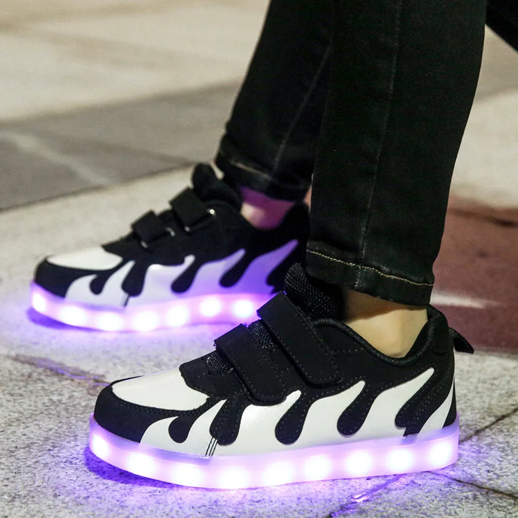 Fashion Children's Rechargeable Light Shoes Shiny Night Cool Baby Shoes Outdoor Sport Sneakers Non-slip Breathable Casual Shoes