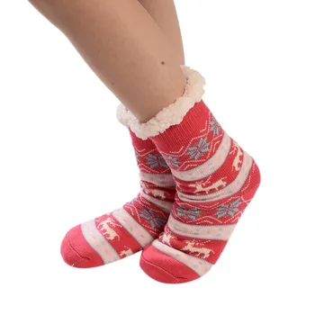 

Sagace Socks Winter Printed Socks Women Christmas Print Casual Socks Santa Claus Thicker Non-slip Floor Socks Cartoon Socks