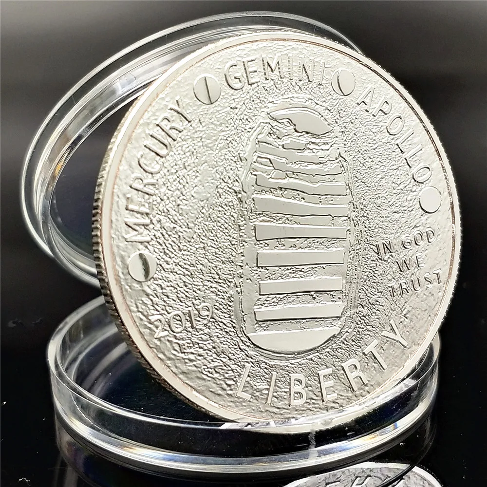 США 50-летие Apollo 11 Луна посадки посеребренные памятные монеты подарок