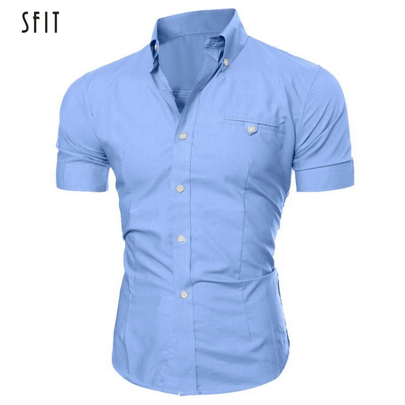 SFIT, мужская рубашка, летняя, мужская, Homme, хлопковая, соцодежда, короткий рукав, гавайская, Camisa Masculina, повседневная, облегающая, Мужская одежда, рубашки