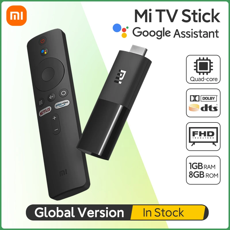 Оригинальный ТВ-стик Xiaomi Mi Android TV 9 0 четырехъядерный процессор 1 ГБ ОЗУ 8 Гб ПЗУ 1080P