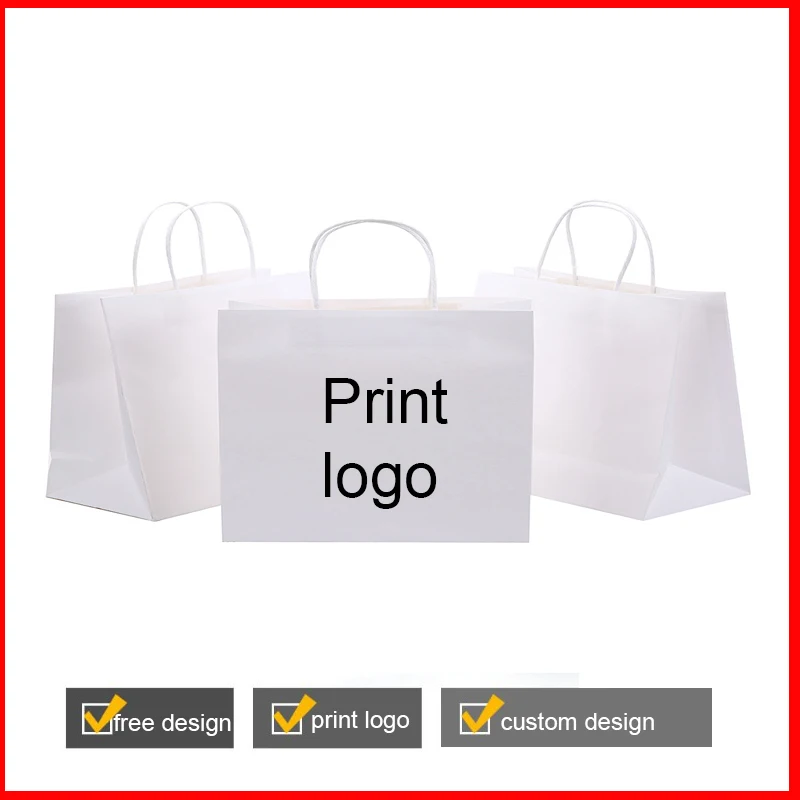 

Wholesale 150gms custom print logo paper bag white gift bag with 9 sizes