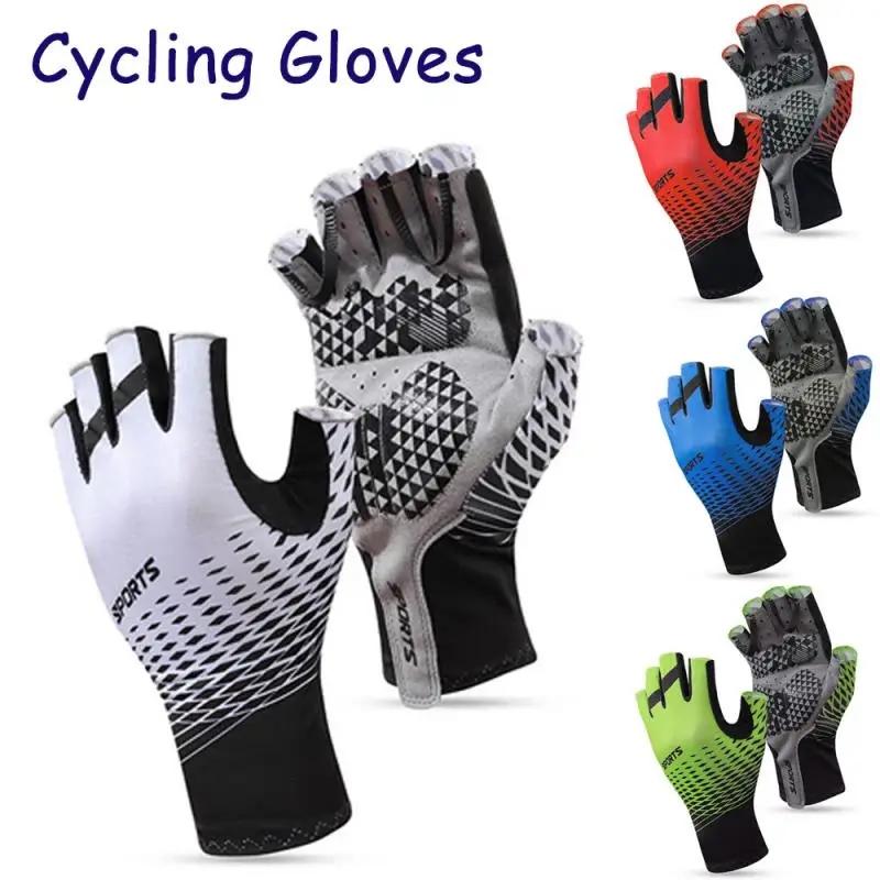 Unisex Summer Half Finger Cycling Gloves Sunscreen Breathable Sweat-absorbent Bicycle Sports Gloves Non-slip Cycling Equipment