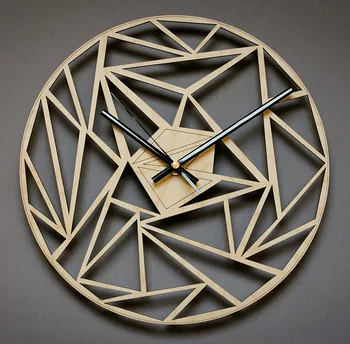 

Fashion Creative Geometric Pattern Hanging Clock Wall Wall Decorative Art Clock Pocket Watch Quartz Clock Wooden Hanging Clock