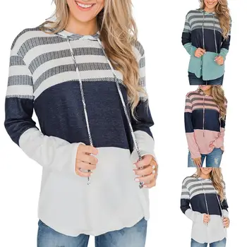 

Women Fashion Loose Leisure Long Sleeve Drawstring Hooded Pullover Sweatshirt