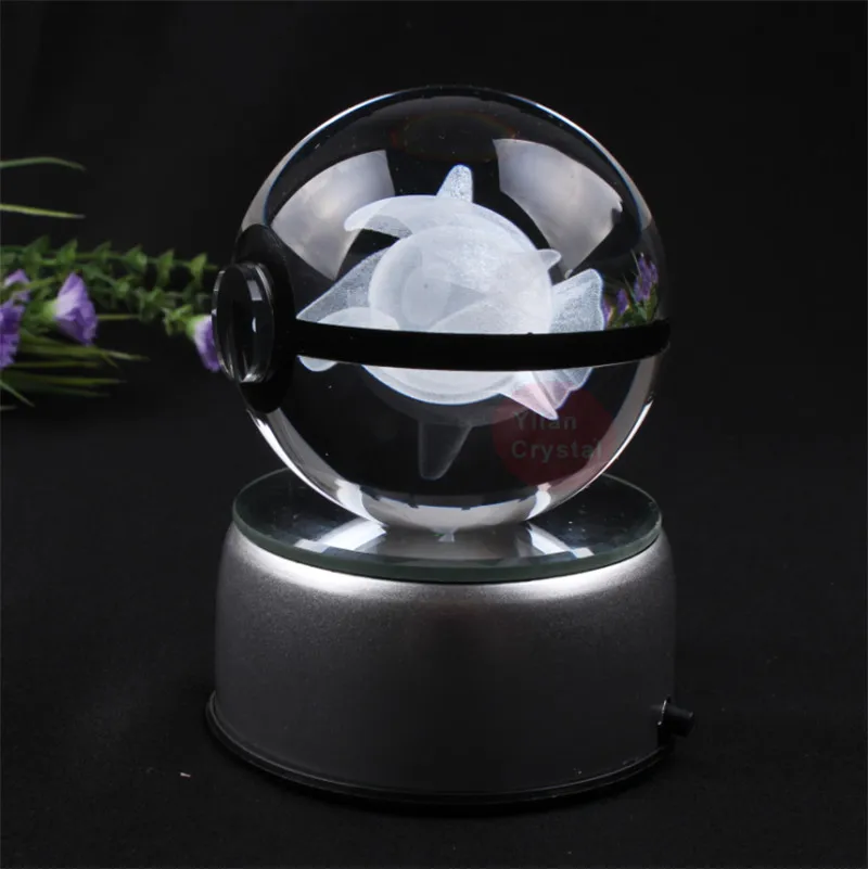 Стиль Pokemon Ball с гравировкой хрустальный шар для подарка с Led светильник - Цвет: shellder