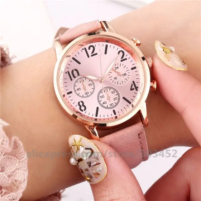 100pcs/Lot Casual Women Watches Business Female Quartz Luminous Dial Glass Leisure Wristwatch Classic Leather Strap Watch Reloj 4