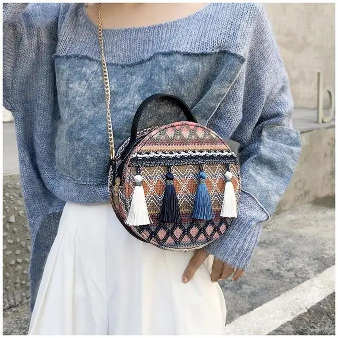 vintage bohemian bag bags chain fringe tassel striped women's handbags purses (22)