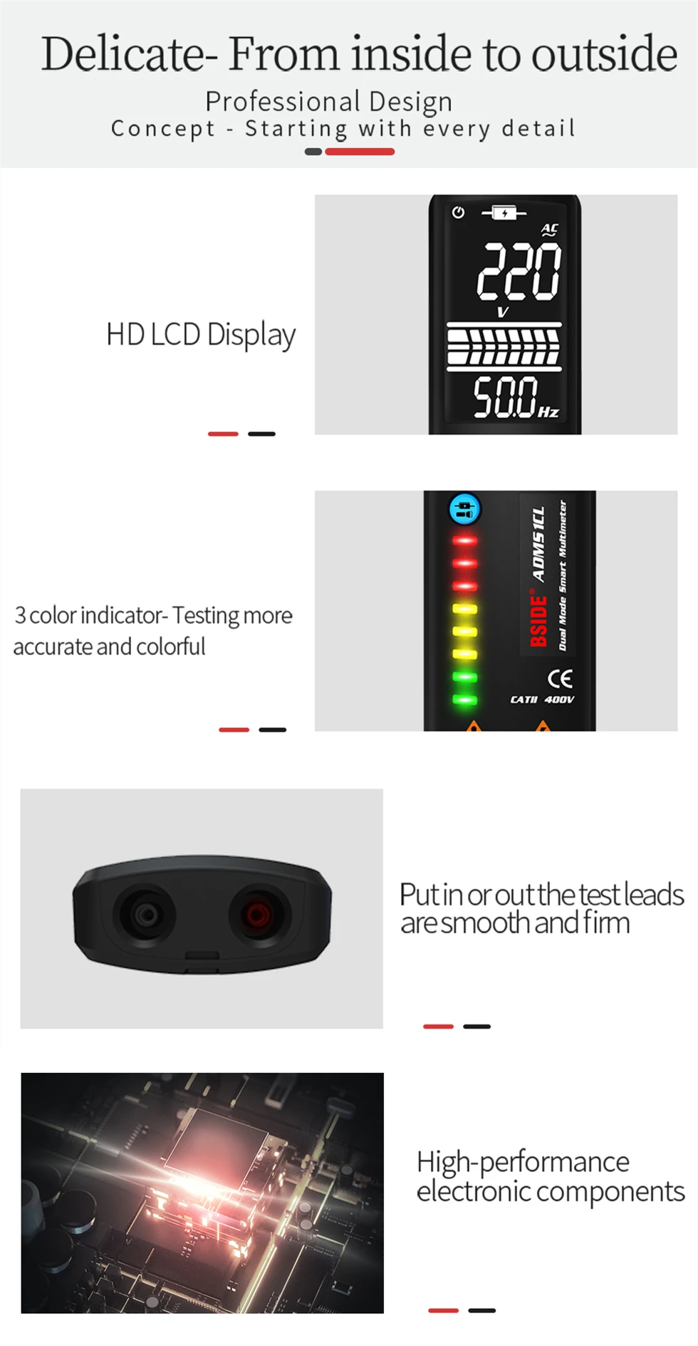 BSIDE 2.4’‘ LCD Voltage Detector Non-contact Circuit Volt Tester Pen Voltmeter NCV Socket Live Wire Check Hz Ohm Continuity