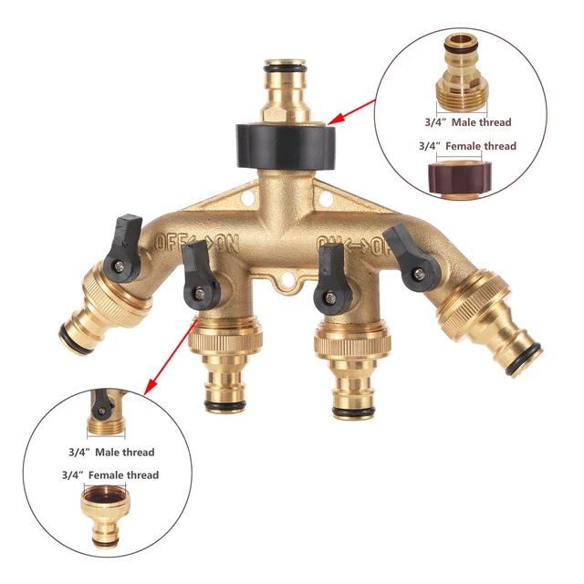 4way Water Distributor, 3 4" And 1 2" Distributor With Adapter For