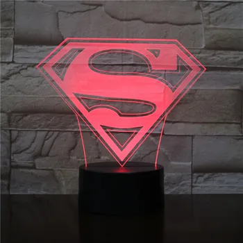

Superman Batman Logo Usb 3d Led Night Light Cartoon Superhero Boys Kids Birthday Gifts Table Lamp Bedside 2439