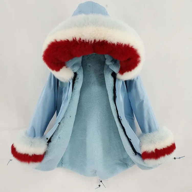 5 Long Parka Winter Jacket Women Natural Real Fox Fur Collar Hood Coat Thick Warm Outerwear Detachable Streetwear New - Цвет: 5