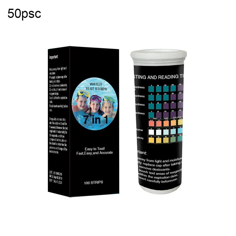 

50pcs 7 In 1 Fish Tank PH Test Strip Aquarium Test Strip Test Paper Rapid Analysis For Water Quality Testing Swimming Pool