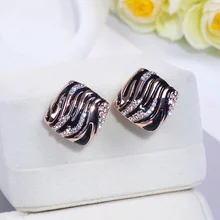 Дизайн, простые квадратные серьги-гвоздики с кристаллами, розовое золото, роскошные блестящие стразы, геометрические металлические серьги для женщин, подарок