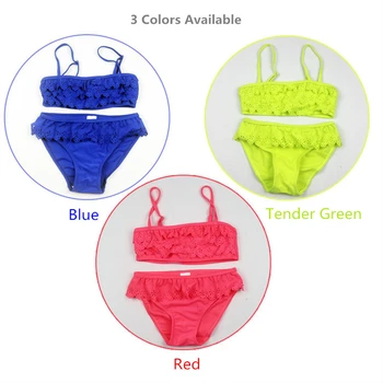 

Baby Girls Swimwear 2 Pieces Bikini 8-16Y Kids Tankini Children Swimming Wear Bathing Suit with Lace Girl Two Pieces Swimsuit