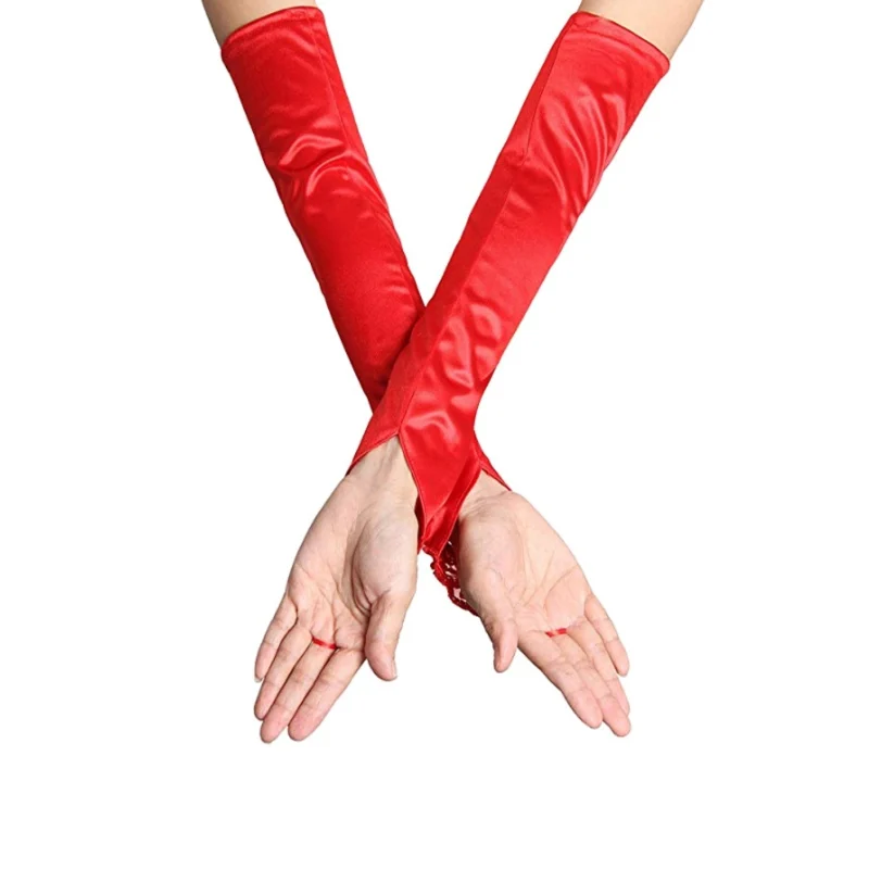 

Spring Autumn Women Lace Long Gloves Dinner Dress Gloves Elastic Warm Driving Gloves