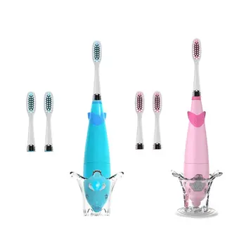 

SEAGO Kids Sonic Toothbrush Electric Brush Waterproof Musical Dolphin Shape LED Light 2 Minutes Remind Dental Care for 3-12 Ages