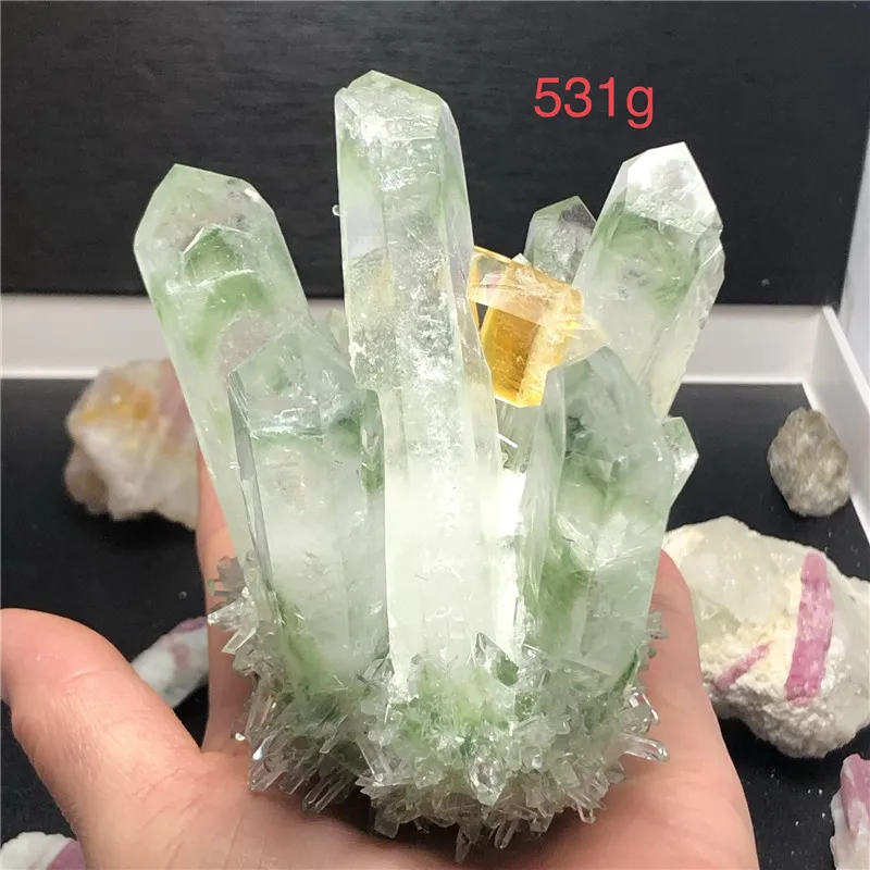 1 шт. натуральный зеленый Ghost Phantom Quartz кристалл кластера каменных камней и кристаллов минеральные Рейки Исцеление образец домашнего декора - Цвет: C