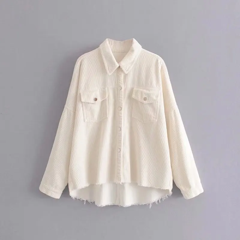 

Western Style WOMEN'S Dress 2019 Spring And Autumn New Style Fold-down Collar Fur Trim Corduroy Jacket