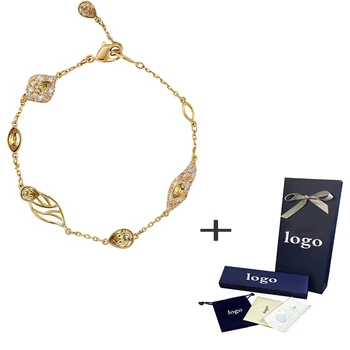 

SWA Fashion New GRACEFUL BLOOM Decorative Bracelet Brown Leaf Shape Crystal For Lover To Send A Surprise Romantic Gift