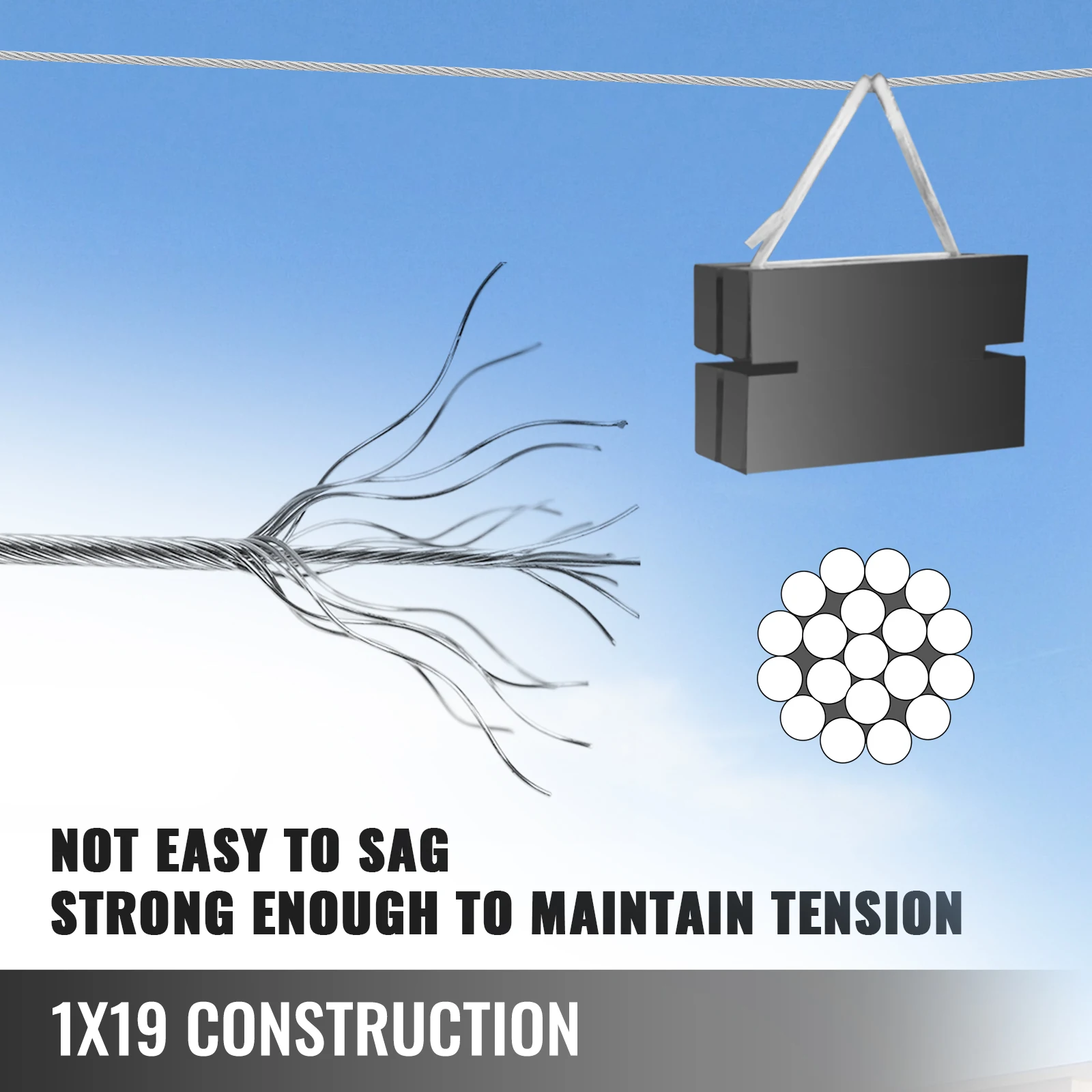 Stainless steel wire rope stainless steel cable rope VEVOR 500Ft / 1000Ft T316 stainless steel wire rope soft fishing lifting cable 4mm 4.8mm diameter 4200 LBS safe