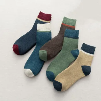 

High Quality 5pairs/ Lot Men's Socks Winter Warm Thickened Autumn Breathable Business Terry Male Long Socks New
