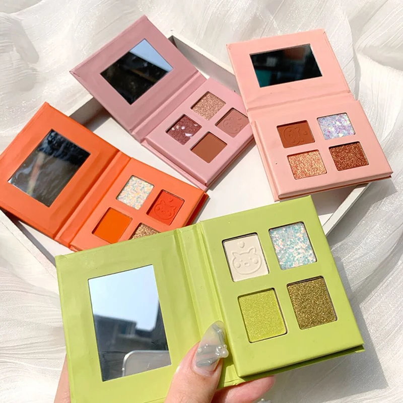 

4 Colors Shiny Glitter Eyeshadow Palette Waterproof Matte Eye Shadow Pigment Diamond Metallic Makeup Pallete Korean Cosmetics
