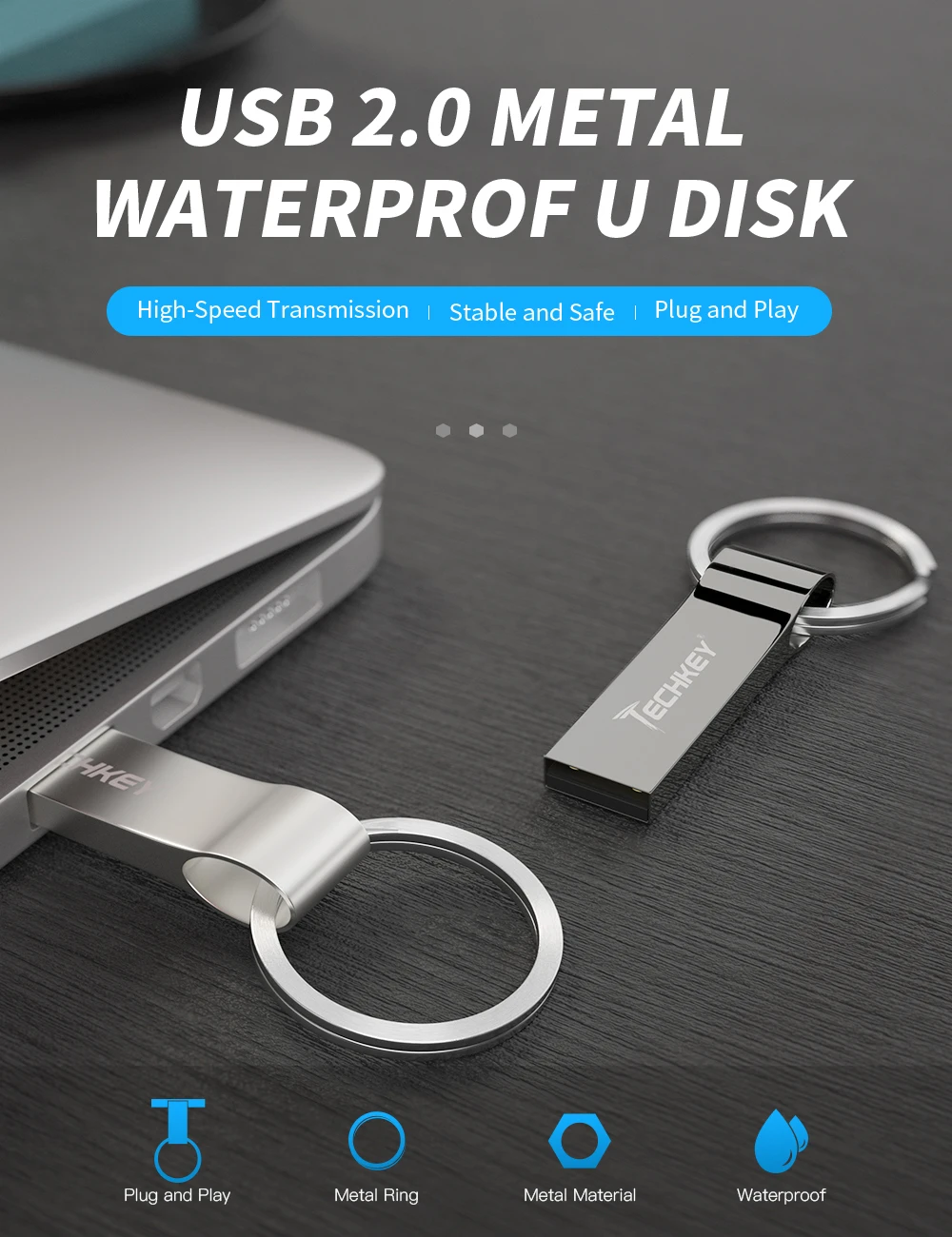 usb c drive new Usb flash driveTECHKEY флешка 64GB 32GB 16GB 8GB 4GB pen drive 2.0 pendrive waterproof u disk memoria cel usb stick gift 8gb flash drive