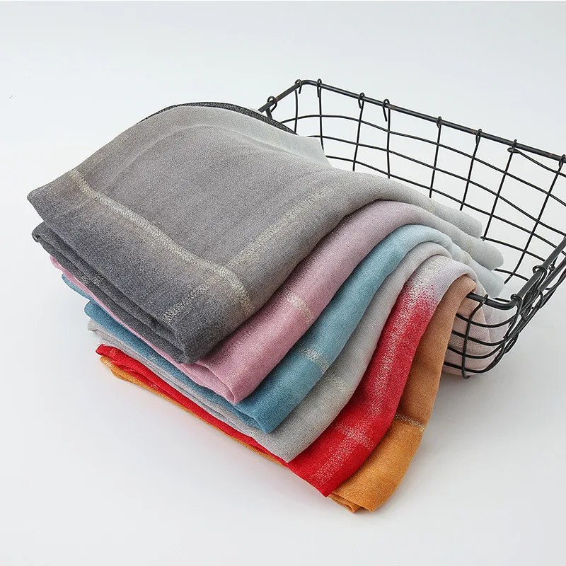 Модный градиентный Блестящий хиджаб с люрексом в полоску шарф макси шарфы