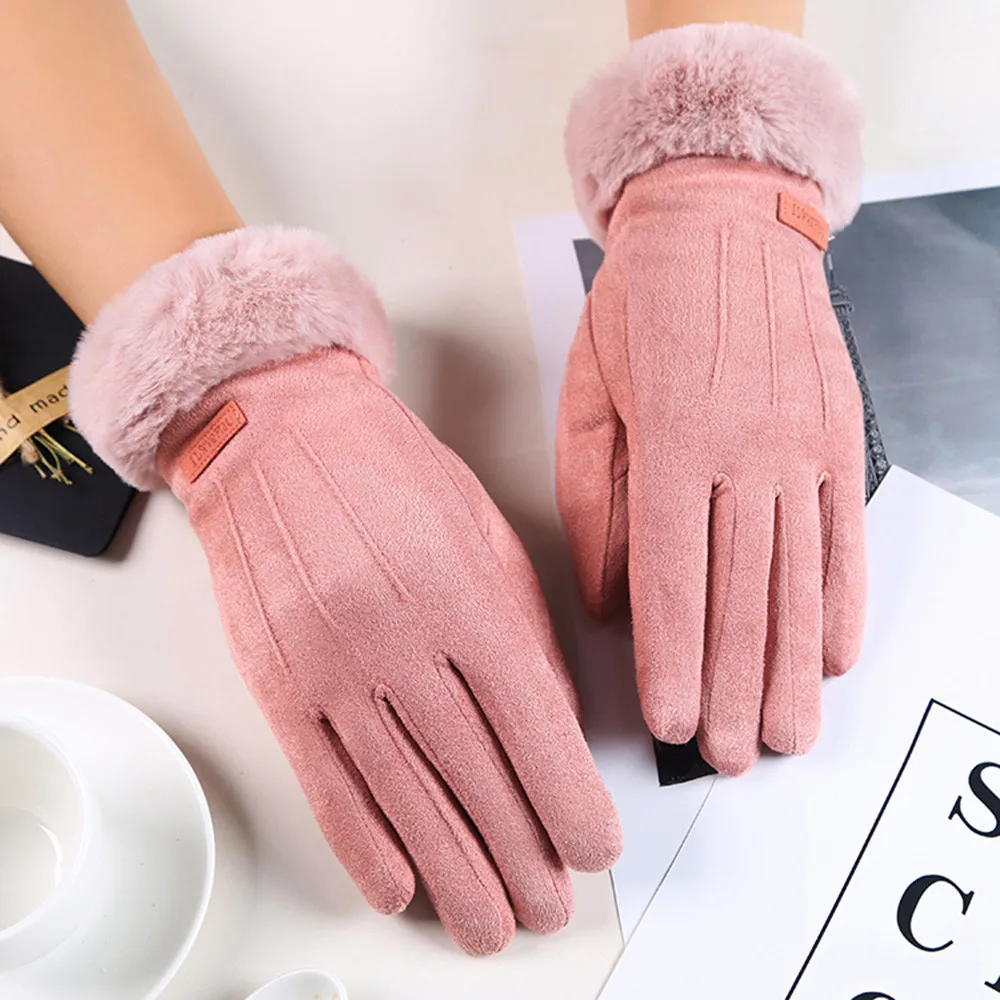 Женские перчатки на осень и зиму, ветрозащитные теплые бархатные зимние перчатки, тактические теплые мягкие перчатки ручной работы C30108 - Color: PK