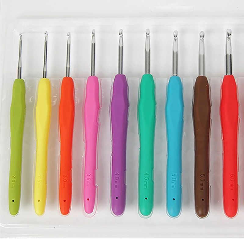 1Pcs 2.0-10.0mm Rubber Handle Crochet Hooks Needles Knit Weave Craft Yarn Sewing Tools Crochet Knitting Needles