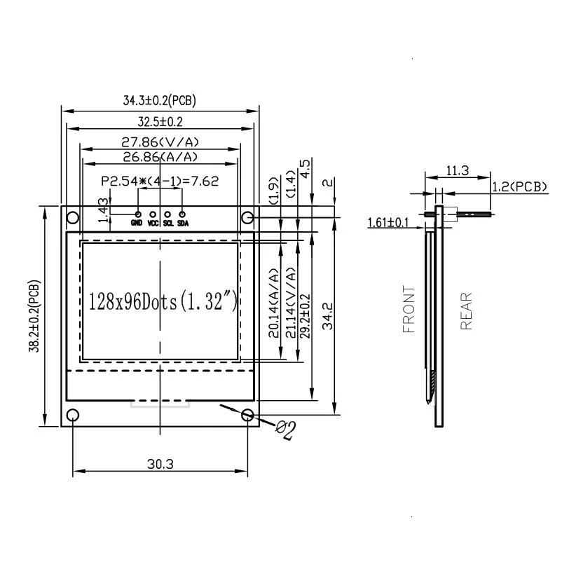 1,32 дюймовый oled белый 128x96 lcd ssd1327 драйвер с градацией серого HD lcd модуль iic интерфейс экрана