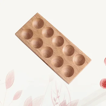 

1 Pc 10-Cup Eggs Tray Creative Wooden Simple Storage Rack Eggs Box Eggs Holder for Refrigerator Storage Succulent Plants