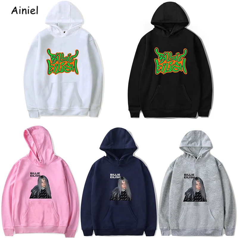 Женская одежда для девочек Billie Eilish, костюм, белая толстовка с капюшоном, толстовка, свободные толстовки с капюшоном, Осенние K-pops Harajuku, сексуальные топы в стиле хип-хоп