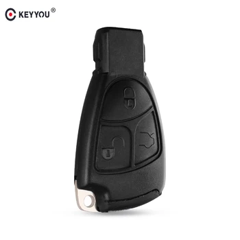 

KEYYOU Smart Car Remote Key Case Fob For Mercedes Benz MB C E ML S SL SLK CLK AMG Soft 3 Buttons With Battery Cover And Blade