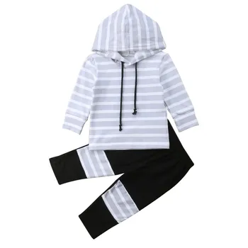 

Baby Girl Boy Clothes Autumn Hoody Pant Set Stripe Fashion Concise Comfy Kid Clothes Set 0-24M Cute Newborn Baby Clothes