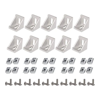 

50Pcs Corner Bracket 2020 Series Aluminum Profile Connector Set for 6mm Slot Aluminum Profile Accessories