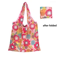 10 шт. квадратная сумка для покупок, Экологичная Складная многоразовая Портативная сумка на плечо, полиэстер для путешествий, сумки для продуктов