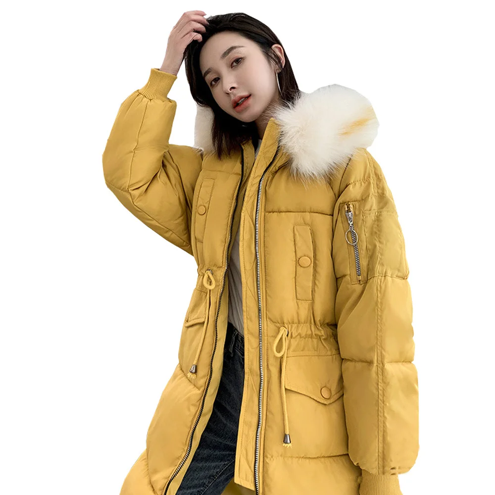 Пуховая парка Толстая теплая зимняя одежда куртка женская средней длины с