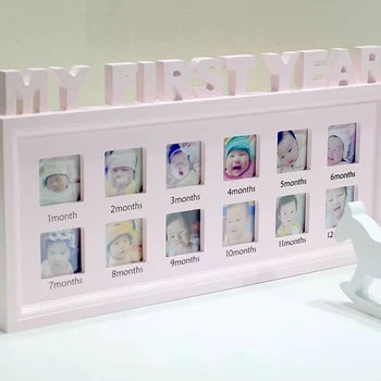 

DIY Combination Photo Frames 0-12 Month Baby MY FIRST YEAR Pictures Display Plastic Photo Frame Kids Growing Memory Gift AIA99