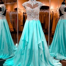 Кружевные пышные платья с замочной скважиной на спине, с высоким вырезом, шифоновые многоуровневые, на заказ, вечерние платья высокого качества, сексуальное платье для выпускного вечера